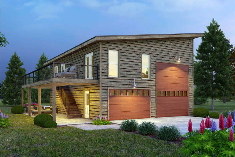 Contemporary 3 Car Garage Plan - 1,800 Square Feet, 1 Bedroom, 1 ...