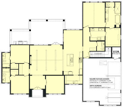 Main Floor w/ Basement Stairs Location for House Plan #041-00437
