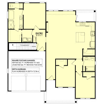 Main Floor w/ Basement Stairs Location for House Plan #041-00440