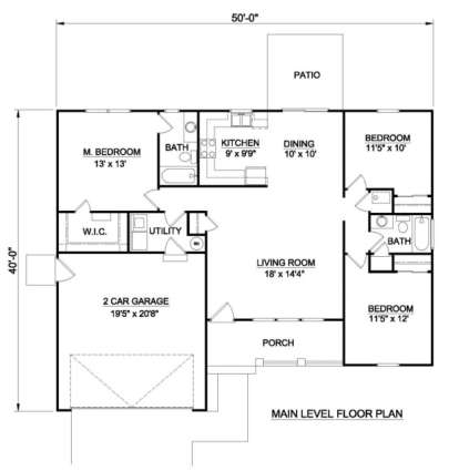 Floorplan 1 for House Plan #340-00021