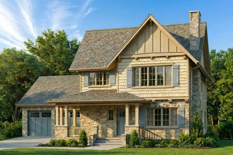 House Plan House Plan #35899 Angled Front Elevation 