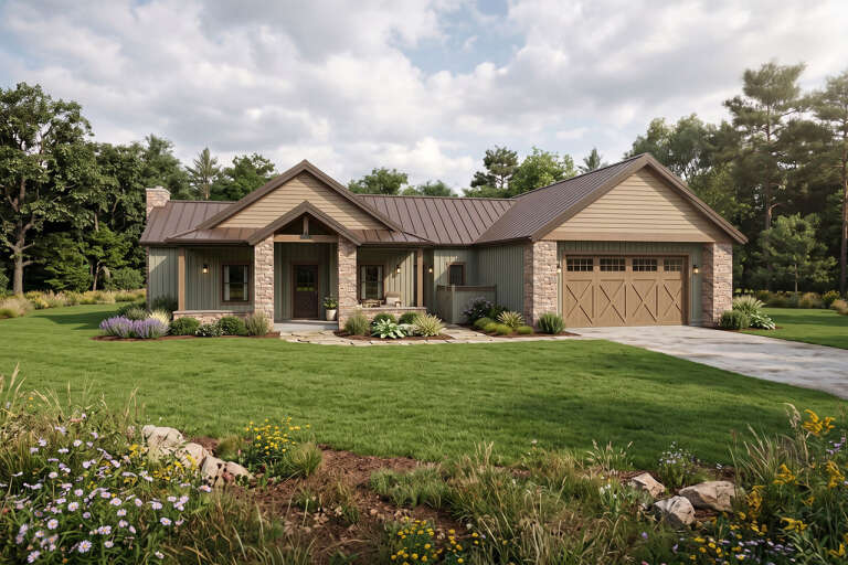 House Plan House Plan #35910 Angled Front Elevation
