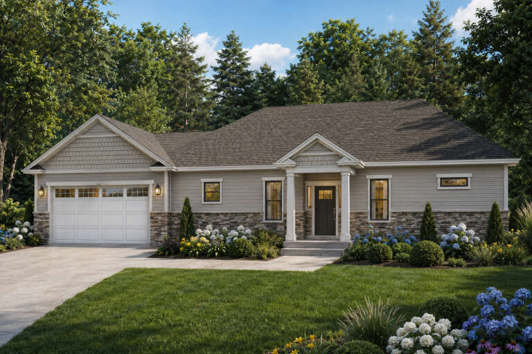 House Plan House Plan #35919 Angled Front Elevation