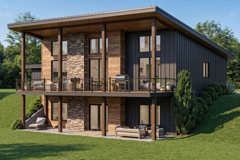House Plan House Plan #35933 Angled Rear Elevation