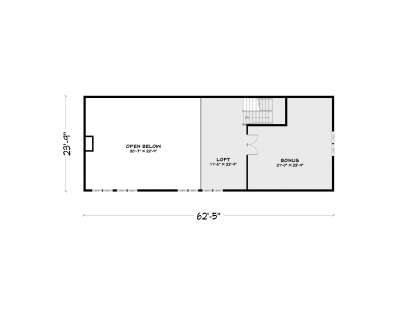Second Floor: Loft, Bonus room, stairs, open area below. House Plan # 4100-00039 Second Floor Floor Plan Drawing by America's Best House Plans, Inc.
