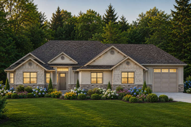 House Plan House Plan #35957 Angled Front Elevation