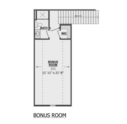 Bonus Room, 1 BA, WIC, stairs. 9' ceiling. House Plan # 1958-00072 Bonus Room Floor Plan Drawing by America's Best House Plans, Inc.