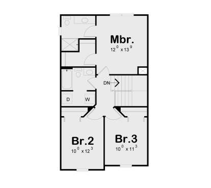 Second Floor: 3BR, 2BA, Ldry, stairs, WIC in Mbr, linen closet. House Plan # 402-01908 Second Floor Floor Plan Drawing by America's Best House Plans, Inc.