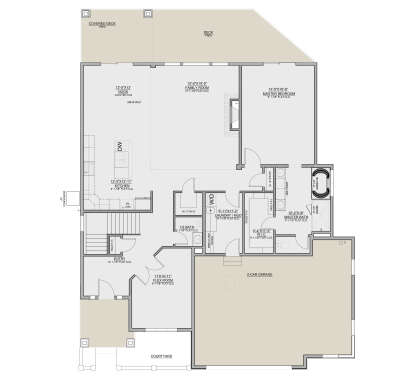 Main Floor: 1BR, 1.5BA, Kitchen, Nook, Family, Flex, Ldry/Mud, 2-car garage, WIC, Fireplace, Vaulted Nook, Deck, Courtyard. House Plan # 8768-00216 Main Floor  Floor Plan Drawing by America's Best House Plans, Inc.