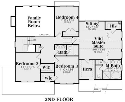 Second Floor for House Plan #009-00019