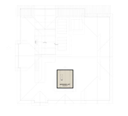 Unfinished Loft, 15' x 17'-3", ladder hatch access. Unheated space. House Plan # 425-00073 Unheated Loft Floor Plan Drawing by America's Best House Plans, Inc.