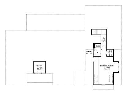 Bonus Room, 1 BA, Closet, stairs, open to foyer below, 9' ceiling, sloped ceilings. House Plan # 041-00443 Bonus Room Floor Plan Drawing by America's Best House Plans, Inc.