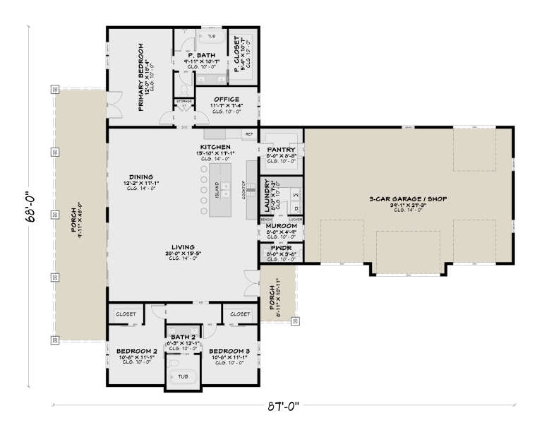 House Plan House Plan #36004 Drawing 1