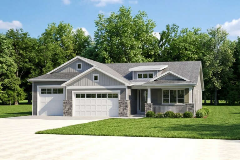 House Plan House Plan #36012 Angled Front Elevation