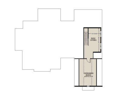 Optional Second Floor: Flex/Studio, stairs, Unfinished Bonus room. Unheated: Unfinished Bonus area. House Plan # 6849-00181 Optional Second Floor Floor Plan Drawing by America's Best House Plans, Inc.