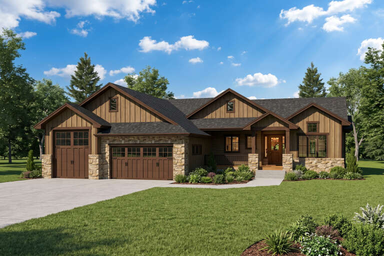 House Plan House Plan #36035 Angled Front Elevation