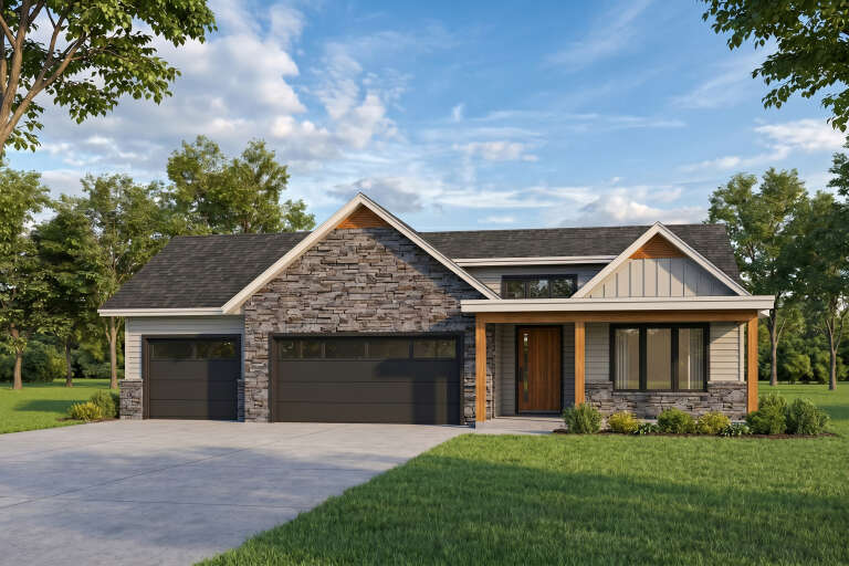 House Plan House Plan #36042 Angled Front Elevation 