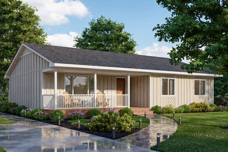 House Plan House Plan #36060 Angled Front Elevation 