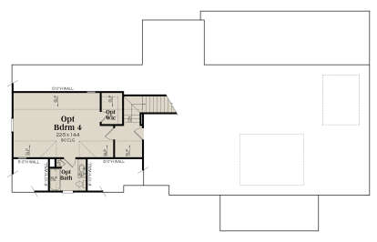 Optional Bonus Room: 1 Bed, 1 Bath, Opt WIC, stairs, 8' ceiling, knee walls. Unfinished attic storage space. House Plan # 009-00526 Optional Bonus Room Floor Plan Drawing by America's Best House Plans, Inc.