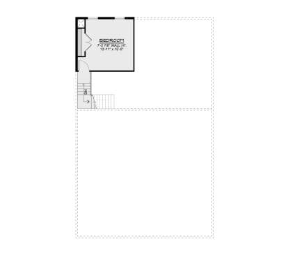 Second Floor: 1 BR, closet, stairs. Large unfinished attic space. House Plan # 5032-00449 Second Floor Floor Plan Drawing by America's Best House Plans, Inc.