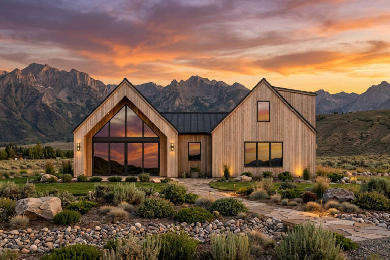 House Plan House Plan #36088 Front Elevation at Dusk