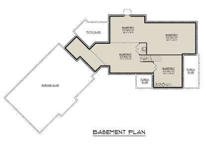 Basement: Open floor plan, stairs, utility area. Unheated: Garage slab, patio slab, 2 porch slabs. 9' wall height. House Plan # 5032-00452 Basement Floor Plan Drawing by America's Best House Plans, Inc.