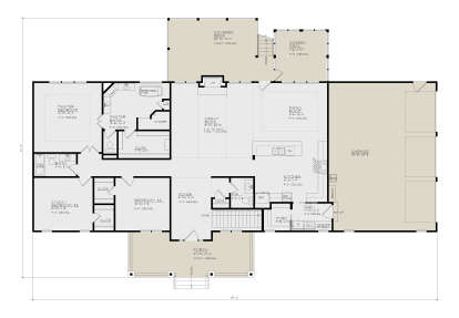 Main Floor: 3BR, 2.5BA, Great Rm, Dining, Kitchen, Mud, Pantry, 3-car garage, Vaulted Great Rm/Porch/Deck, Screened Deck, FP. House Plan # 4440-00008 Main Floor  Floor Plan Drawing by America's Best House Plans, Inc.