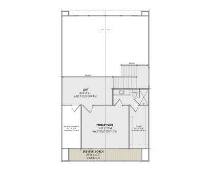 Second Floor: 1BR, 1BA, Loft, Mech/Attic, WIC, Stairs, Porch. Vaulted ceilings throughout. House Plan # 7983-00199 Second Floor Floor Plan Drawing by America's Best House Plans, Inc.