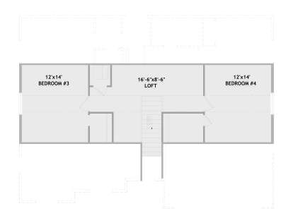 Second Floor: 2 BR, Loft, 2 closets, stairs. House Plan # 8768-00222 Second Floor Floor Plan Drawing by America's Best House Plans, Inc.