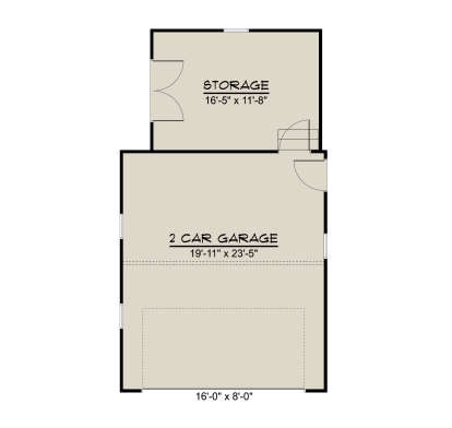 Garage Floor: 2-car garage, large storage room, stairs. Unheated square footage. House Plan # 5032-00465 Garage Floor Floor Plan Drawing by America's Best House Plans, Inc.