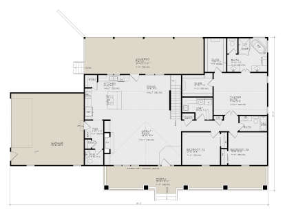Main Floor: 3BR, 2.5BA, Great Rm, Kitchen, Dining, Ldry, Mud, 2-car garage, Covered Patio, Porch, FP, Vaulted ceilings. House Plan # 4440-00013 Main Floor  Floor Plan Drawing by America's Best House Plans, Inc.