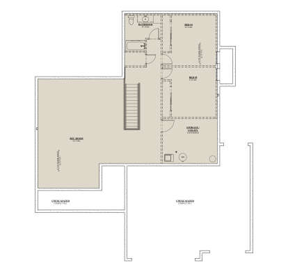 Basement: 2 future BR, 1 future BA, Rec Room, Storage/Utility, stairs. Unheated: Unexcavated areas. House Plan # 7140-00004 Basement Floor Plan Drawing by America's Best House Plans, Inc.