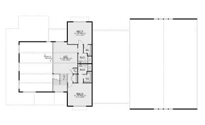 Second Floor: 2 BR, 2 BA, Loft, 2 WICs, stairs, open to below. 9'1" wall heights. House Plan # 5032-00472 Second Floor Floor Plan Drawing by America's Best House Plans, Inc.