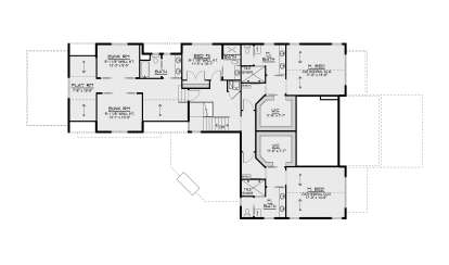 Second Floor: 4 BR, 3 BA, Play Rm, 2 WIC, Stairs. 2 M. Beds with Cathedral ceilings, 2 tile showers, linen closets. House Plan # 5032-00473 Second Floor Floor Plan Drawing by America's Best House Plans, Inc.