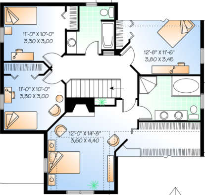 Second Floor for House Plan #034-00046