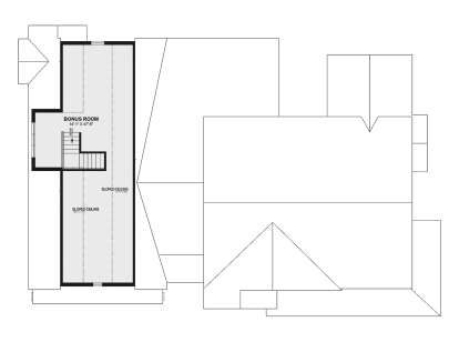 Bonus Room, stairs, sloped ceilings. Unheated attic space. House Plan # 034-01438 Bonus Room Floor Plan Drawing by America's Best House Plans, Inc.