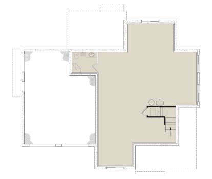 Basement: Open floor plan, 1 BA, stairs, mechanical area. Unfinished storage area. House Plan # 034-01442 Basement Floor Plan Drawing by America's Best House Plans, Inc.