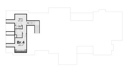 Second Floor: 1BR, 1BA, Bonus room, Mech closet, stairs. Unfinished attic space. House Plan # 963-01324 Second Floor Floor Plan Drawing by America's Best House Plans, Inc.