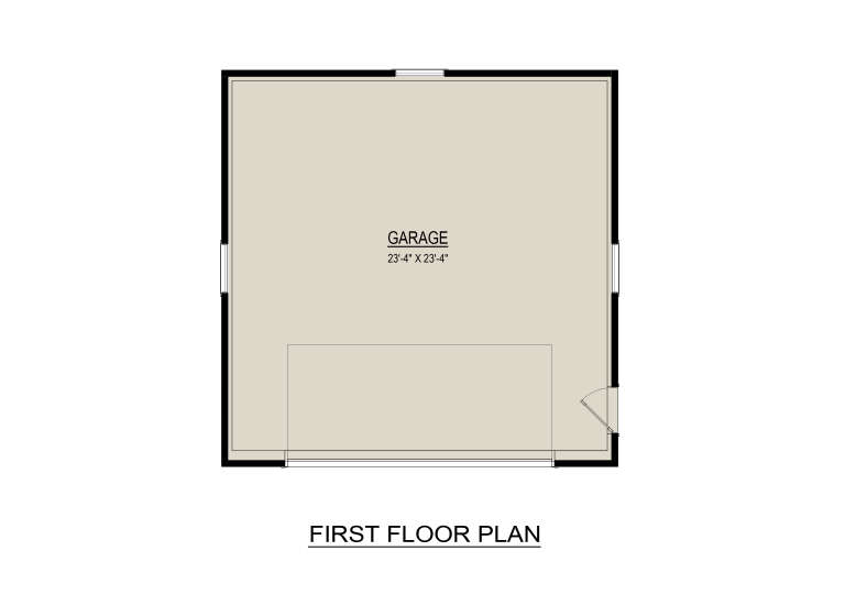 Garage Floor: 2-car garage, 23'4" x 23'4", single entry door. Unheated square footage. House Plan # 6261-00085 Garage Floor Floor Plan Drawing by America's Best House Plans, Inc.