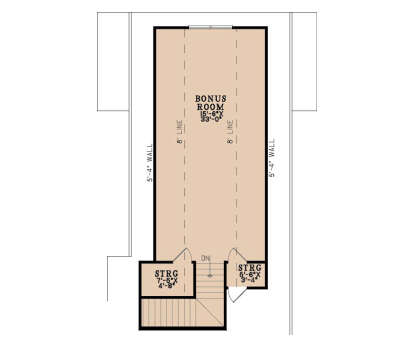 Bonus Room, 2 storage areas, stairs. 8' ceiling lines. House Plan # 8318-00508 Bonus Room Floor Plan Drawing by America's Best House Plans, Inc.