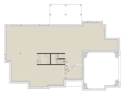 Basement: Open floor plan, 1 BA, utility room, stairs. Unheated: patio area. House Plan # 034-01445 Basement Floor Plan Drawing by America's Best House Plans, Inc.