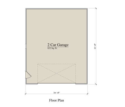 Garage Floor: 2-car garage, 832 sq. ft. unheated space. House Plan # 2524-00006 Garage Floor Floor Plan Drawing by America's Best House Plans, Inc.