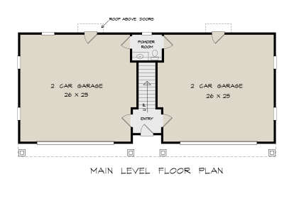 Garage Floor: 4-car garage, Entry, Powder Room, stairs. Unheated: garage area. House Plan # 6082-00233 Garage Floor Floor Plan Drawing by America's Best House Plans, Inc.