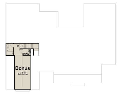 Bonus Room, 1 BA, stairs, cathedral ceiling. Unheated attic storage space. House Plan # 963-01327 Bonus Room Floor Plan Drawing by America's Best House Plans, Inc.