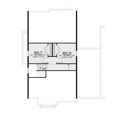 Third Floor: 2 Bed, 2 closets, stairs. 8'-1 1/8" wall heights. House Plan # 5032-00485 Third Floor Floor Plan Drawing by America's Best House Plans, Inc.