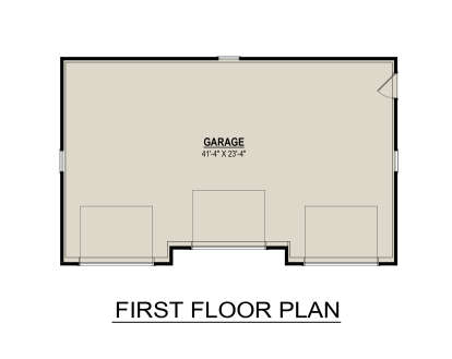 Garage Floor: 3-car garage, 41'4" x 23'4" dimensions, unheated space. House Plan # 6261-00087 Garage Floor Floor Plan Drawing by America's Best House Plans, Inc.