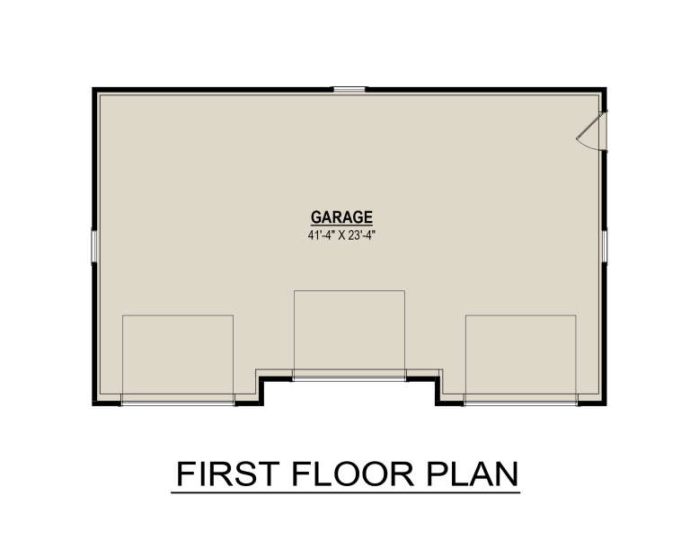 Garage Floor: 3-car garage, 41'4" x 23'4" dimensions, unheated space. House Plan # 6261-00087 Garage Floor Floor Plan Drawing by America's Best House Plans, Inc.