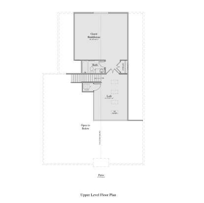 Second Floor: Guest Bunkhouse, 1 BA, Loft, Storage, Stairs, FAU closet, opt. skylight, open to below. House Plan # 2524-00007 Second Floor Floor Plan Drawing by America's Best House Plans, Inc.