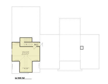 Bonus Room, Hall, stairs, attic access, 8' flat ceiling, vaulted areas, knee walls. House Plan # 699-00567 Bonus Room Floor Plan Drawing by America's Best House Plans, Inc.