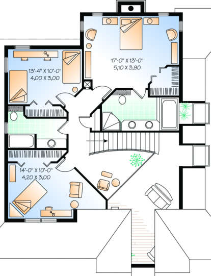 Second Floor for House Plan #034-00048